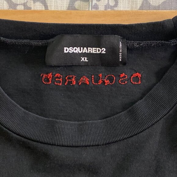 DSquared2 Kick Ass Patch Crew Neck T-Shirt *Black/Red* Sz XL - Picture 6 of 8